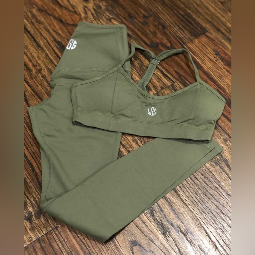 Olive Green Sports Bra & Legging Set LGS New